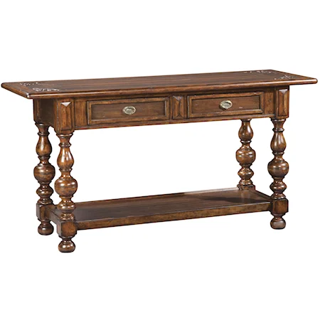 Traditional Walnut & Mahogany 2-Drawer Sofa Table